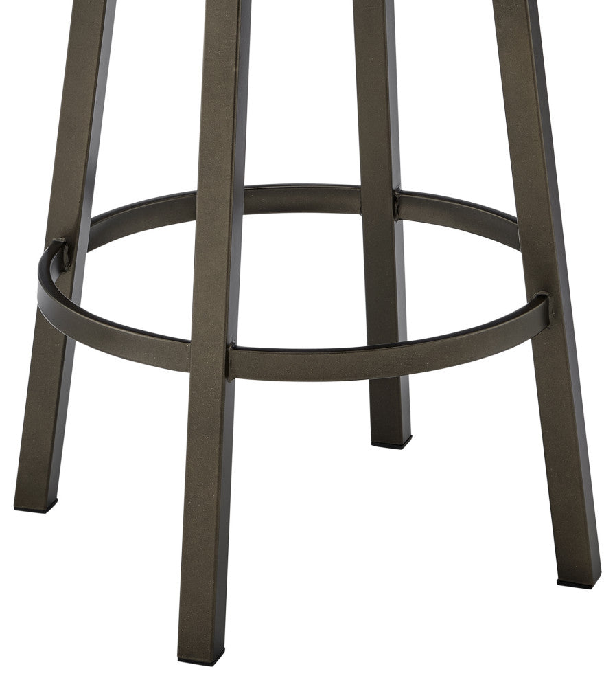 Dalza Swivel Counter or Bar Stool in Mocha Finish with Brown Faux Leather, 30