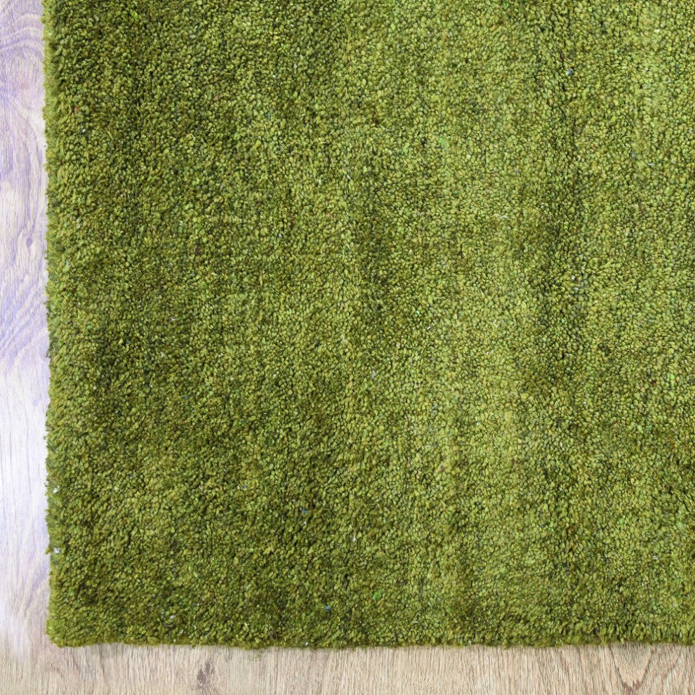Hand Knotted Loom Silk Mix Area Rug Contemporary Green