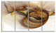 Abstract Brown Spiral Texture, Abstract Wall Art Canvas, 48"x28", 4 Panels