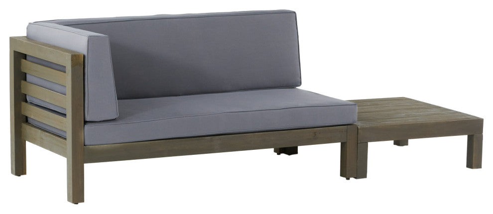 Cascada Outdoor Left Arm Loveseat and Coffee Table Set, Dark Gray/Gray