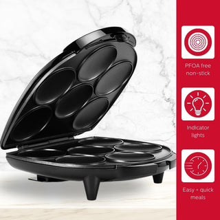 Arepa Maker, Non-Stick 6-Section Multi-Food Maker, Make Delicious Arepas, Black