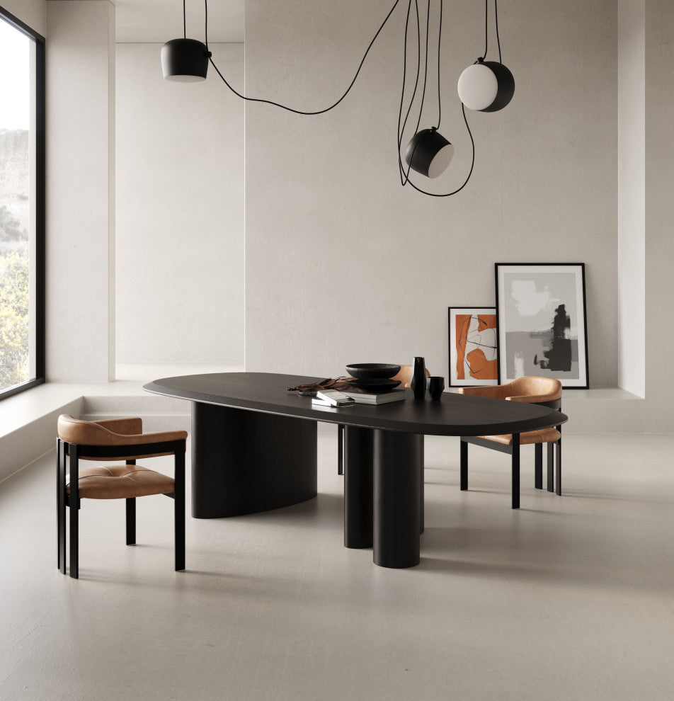 Modrest Hazen Modern Camel Leather + Black Iron Dining Chair