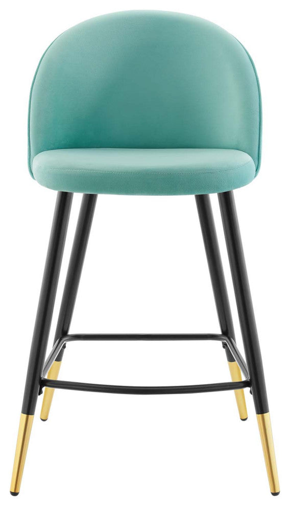Cordial Performance Velvet Counter Stools Set of 2 Mint