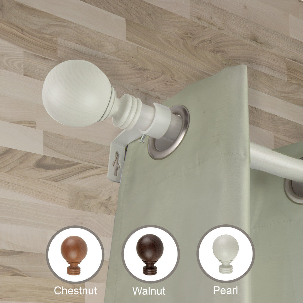Lyndon 1" Diameter Curtain Rod, Pearl White, 170-240"