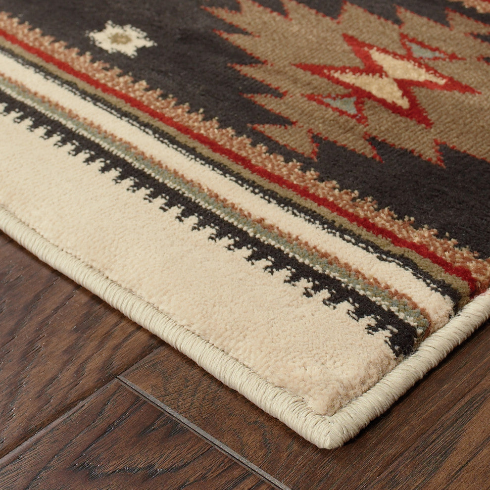 Harrison Southwest Lodge Beige and Green Rug, 10'x13'