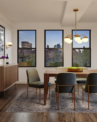 Alvin Five Light Chandelier, Satin Brass