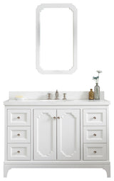 48" Wide Pure White Single Sink Quartz Carrara Bathroom Vanity