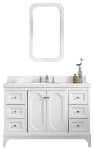 48" Wide Pure White Single Sink Quartz Carrara Bathroom Vanity