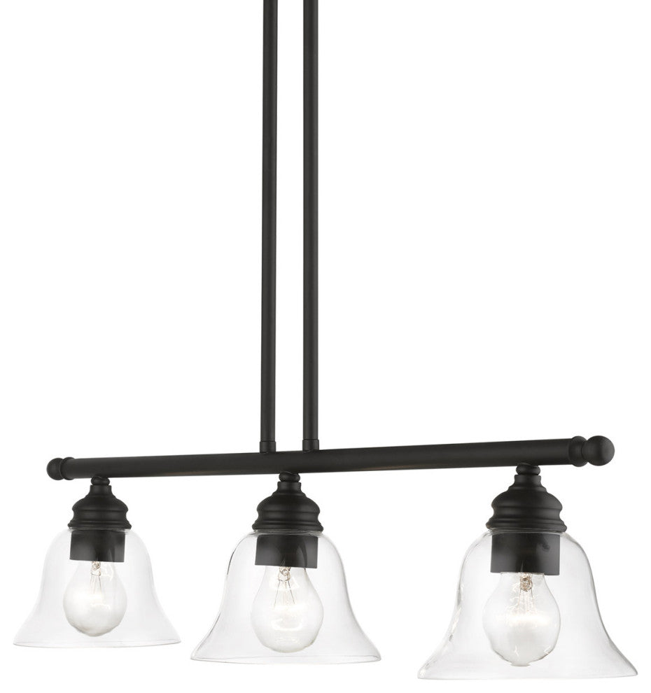 Livex Lighting 46487-04 3 Light Black Linear Chandelier