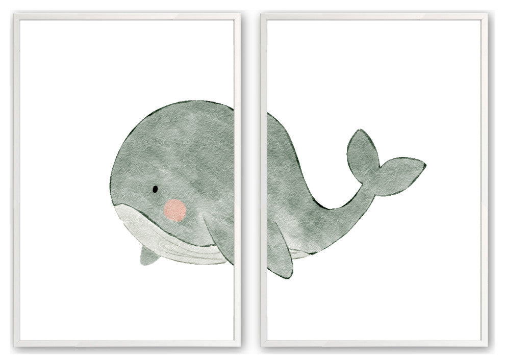 Opaque White 18" x 24" Whale, Set of 2