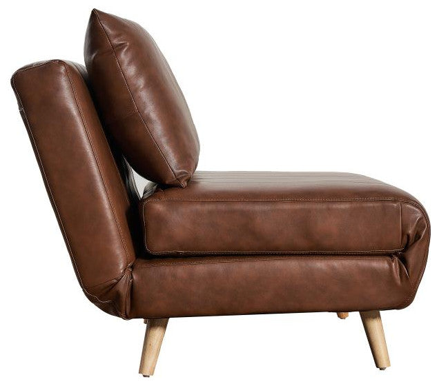 Shaw Convertible Tri-Fold Sleeper Chair with Pillow, Brown