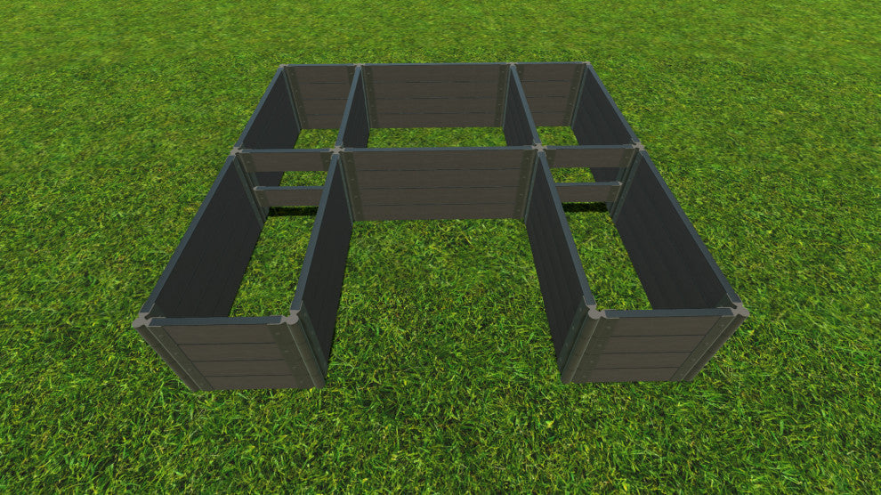 Weathered Wood Walk-In U-Shape Ft. Bragg 8'x8'x22" Raised Garden Bed, 2" Profile