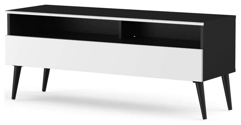 Modern Wood TV Stand with Solid Wood Legs for TVs up to 65"