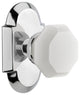 Cottage Plate Privacy Waldorf White Milk Glass Knob, Bright Chrome