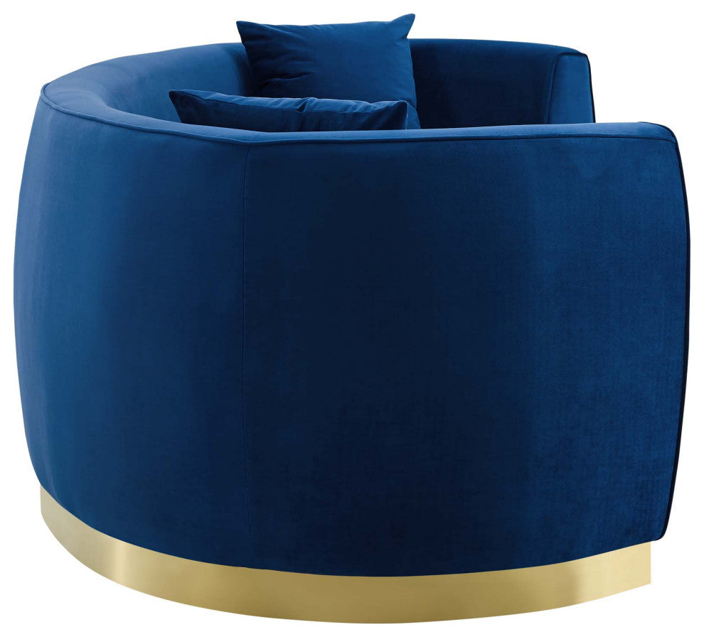 Navy Resolute Curved Performance Velvet Sofa