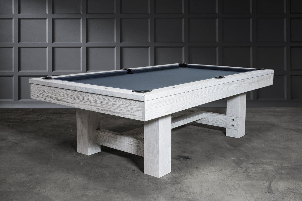 Rocky 8' Slate Pool Table, White Wash