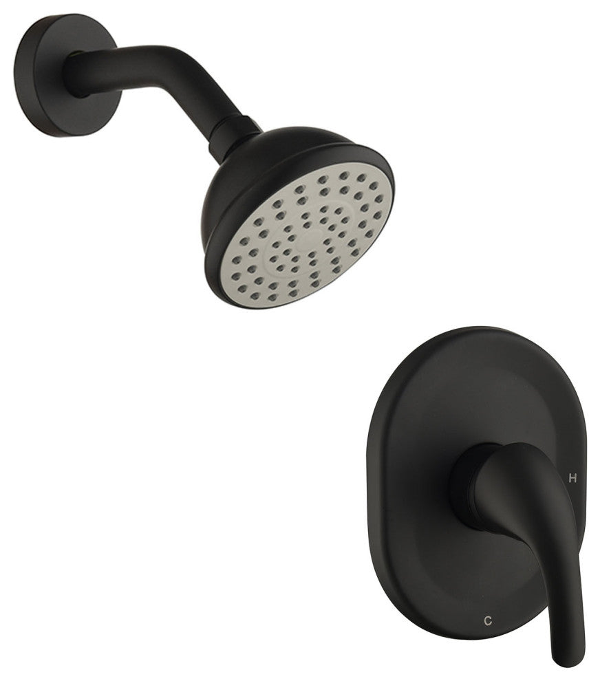 Wellfor Shower Faucet Set With Single-Spray Clean Shower Head, Matte Black