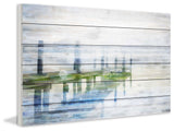 "Dock Mist" Painting Print on White Wood, 45"x30"