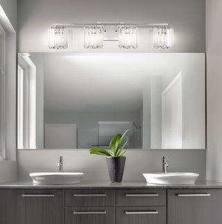 Coco Prism Vintage Metal/Glass Glam LED Vanity Light, Width: 29.75"