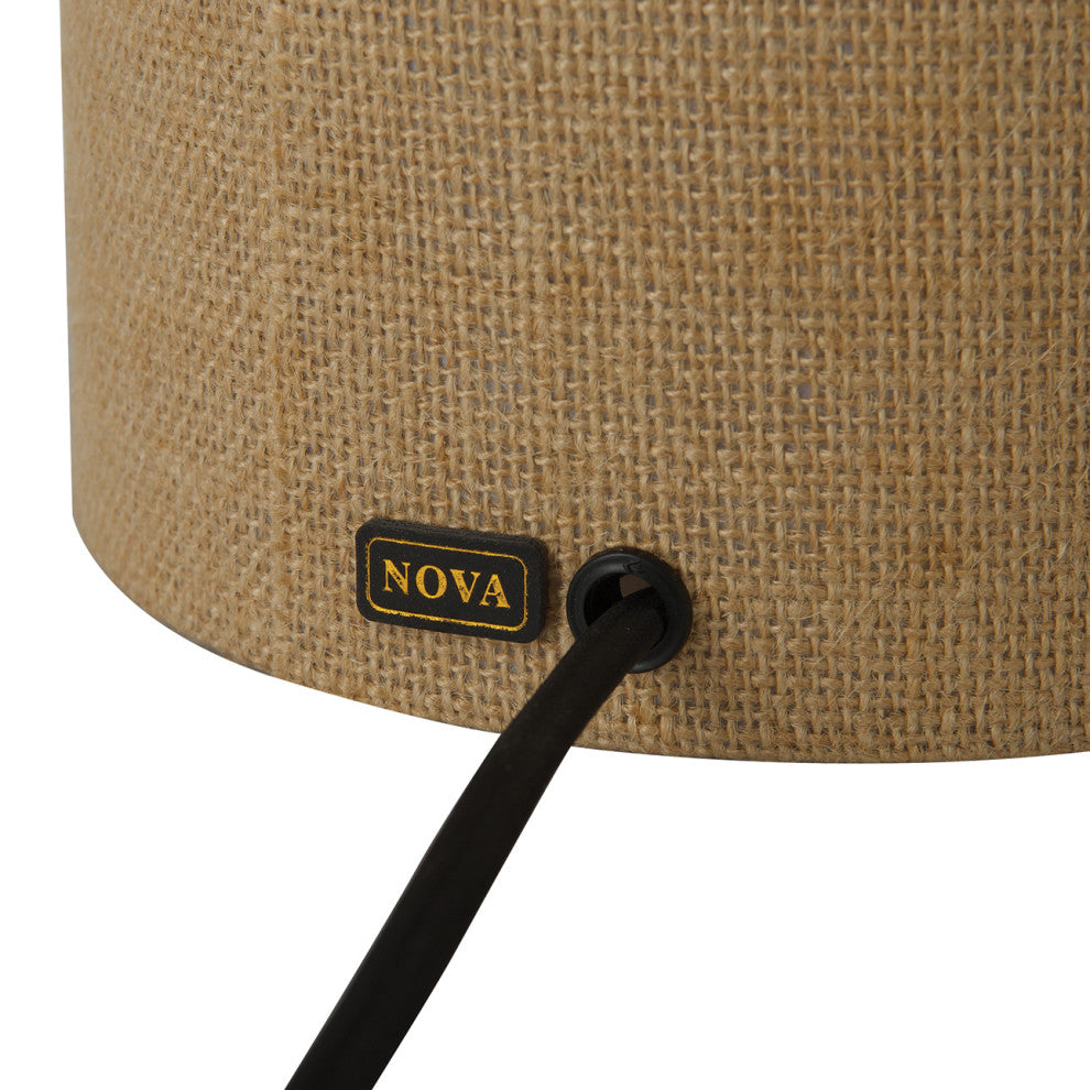 Moonlight Table Lamp - Woven Burlap Shade, Dimmer Switch