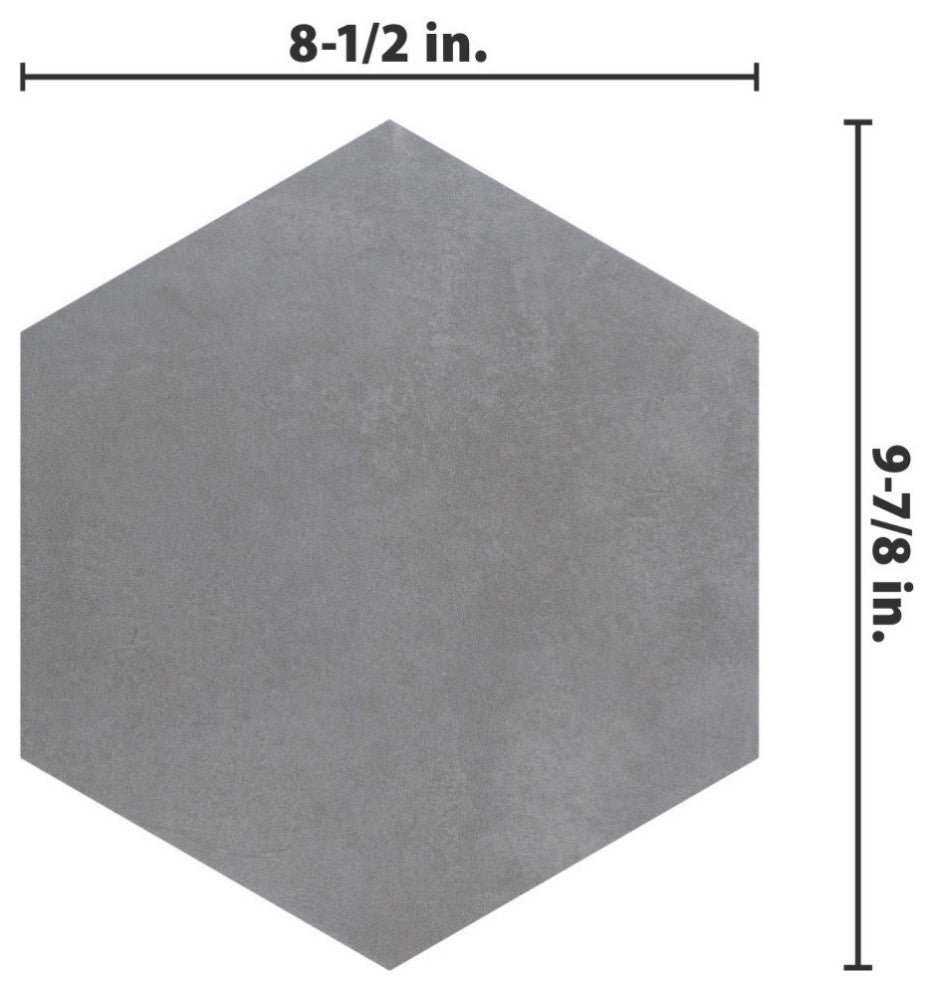 Industrial Hex Multi Mix Porcelain Floor and Wall Tile, Silver