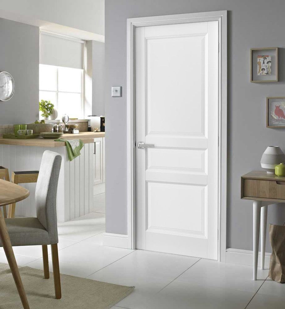 Pantry 3-Panels Door with Hardware | Lucia 31 White Silk-28 x 80