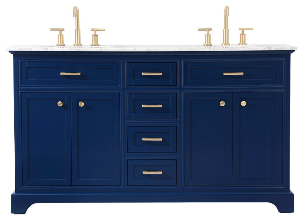 Amber 60" Double Bathroom Vanity, Blue