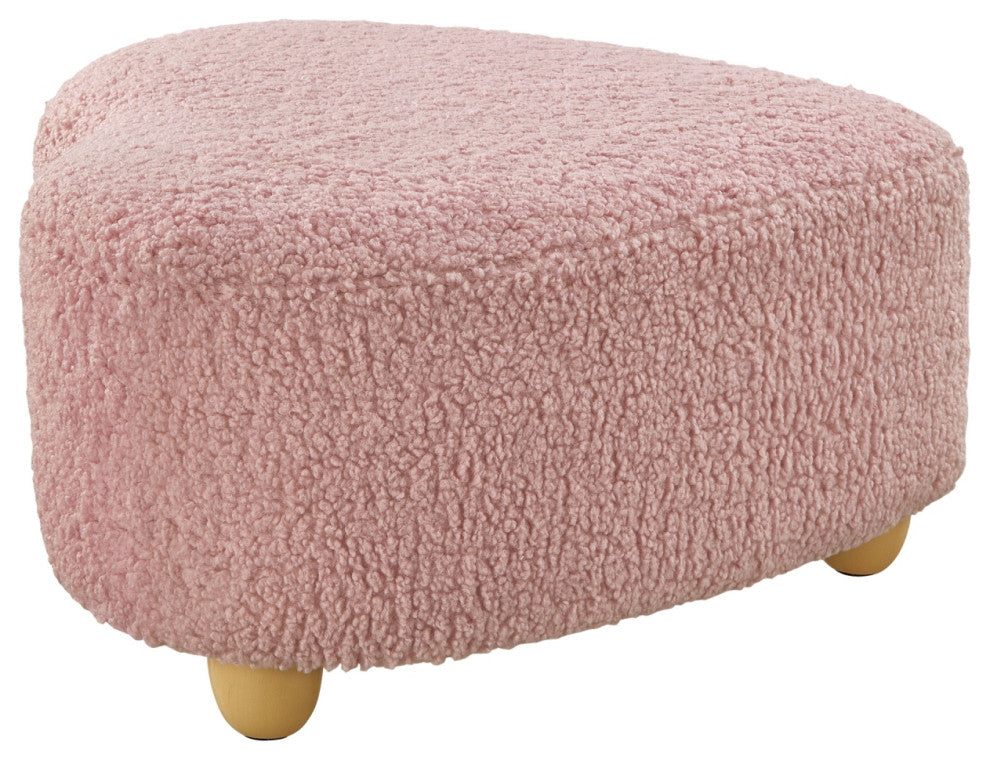 Rustic Manor Elouise Ottoman, Upholstered, Sherpa, Blush