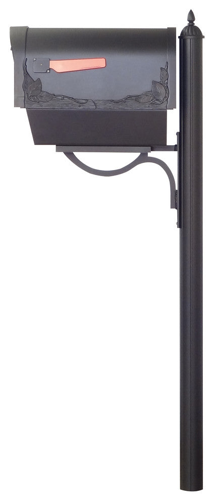 Floral Mailbox With Newspaper Tube, Locking Insert & Richland Mailbox Post