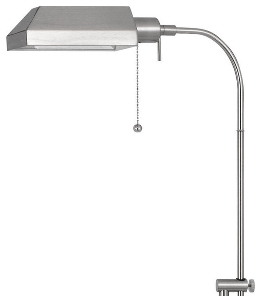 57" Nickel Adjustable Traditional Shaped Floor Lamp With Nickel Square Shade