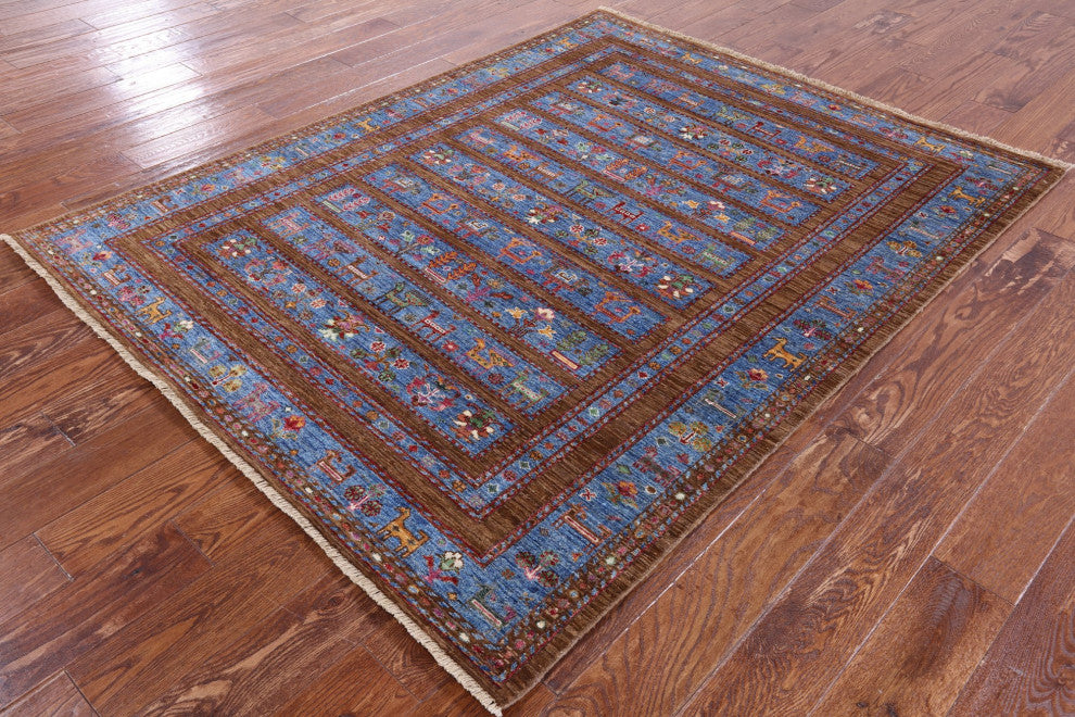 5' 0" X 6' 5" Tribal Persian Gabbeh Hand Knotted Rug Q7400