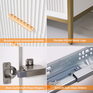 Hanah Freestanding Bathroom Vanity with Quartz Top in White, 48"