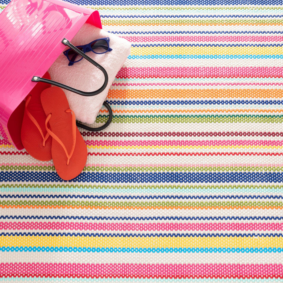 Dash & Albert Summer Stripe Handwoven Indoor/Outdoor Rug, Multi, 2'6" x 8'