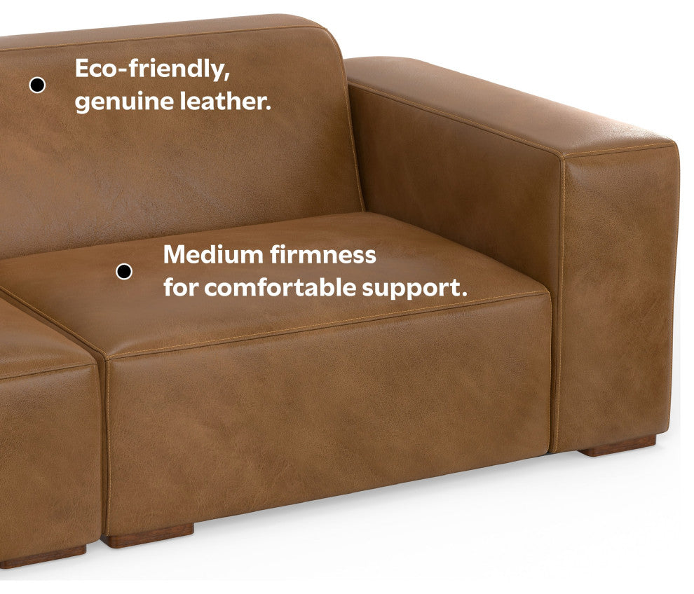 Rex Left Corner Sectional Modular Sofa with Ottoman in Genuine Leather