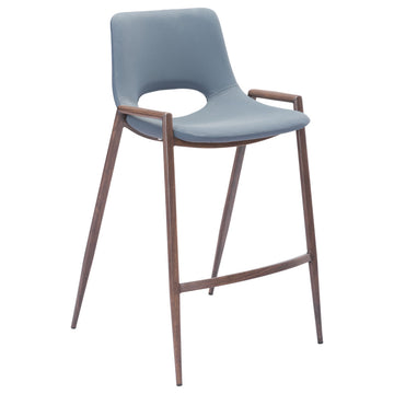Desi Counter Stool (Set of 2) Blue & Walnut