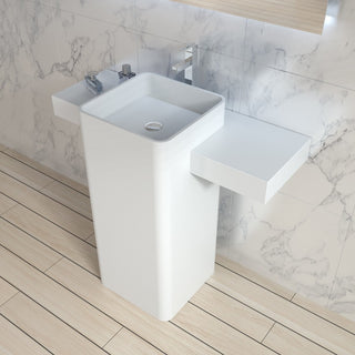 ADM Rectangular Freestanding Pedestal Sink, White, 40", Matte White