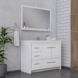 Sortino 42" Modern Bathroom Vanity With Sink, White, Left Side Drawers