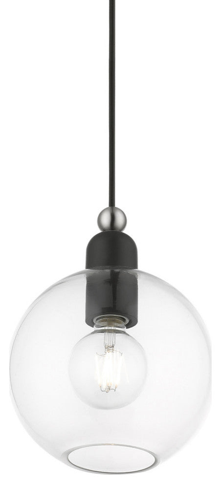 Downtown 1 Light Black With Brushed Nickel Accents Sphere Pendant
