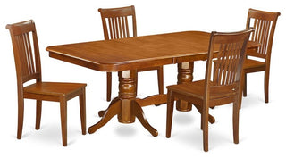 5-Piece Dining Room Set for Table With Leaf and 4 Chairs Without Cushion