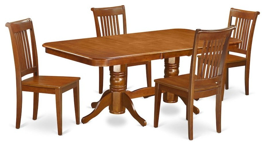 5-Piece Dining Room Set for Table With Leaf and 4 Chairs Without Cushion