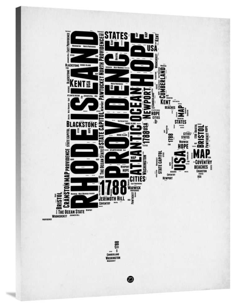 "Rhode Island Word Cloud 1" Fine Art Print