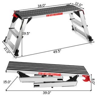 Costway Aluminum Step Stool Work Platform Folding Bench Ladder 330lbs Capacity