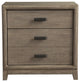 Antique Grey Finish Wood 3 Drawer Nightstand