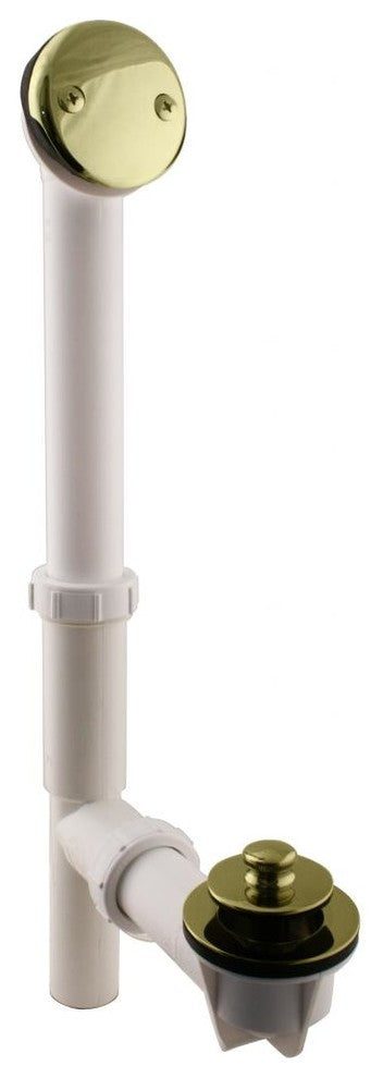 Black 1.5" Tubular Pull & Drain Bath Waste In Polished Brass, White Polished Brass