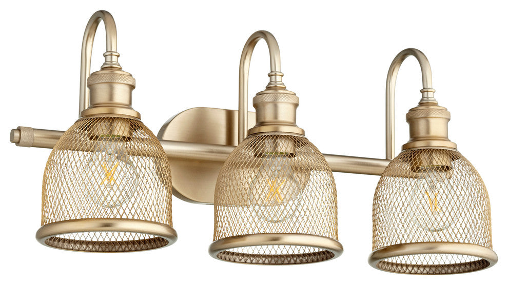 Omni 3-Light Vanity Fixture, Aged Brass