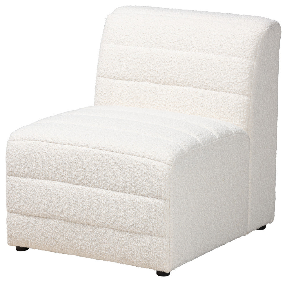 Maya Modern White Boucle Fabric 4-Piece Modular Sectional Sofa