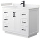 42"SGL Vanity White, Light-Vein Carrara Cult. Marble Top, Sink, Black Trim
