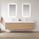Palencia Floating Bath Vanity With Composite Stone Top, North American Oak, 84", No Mirror