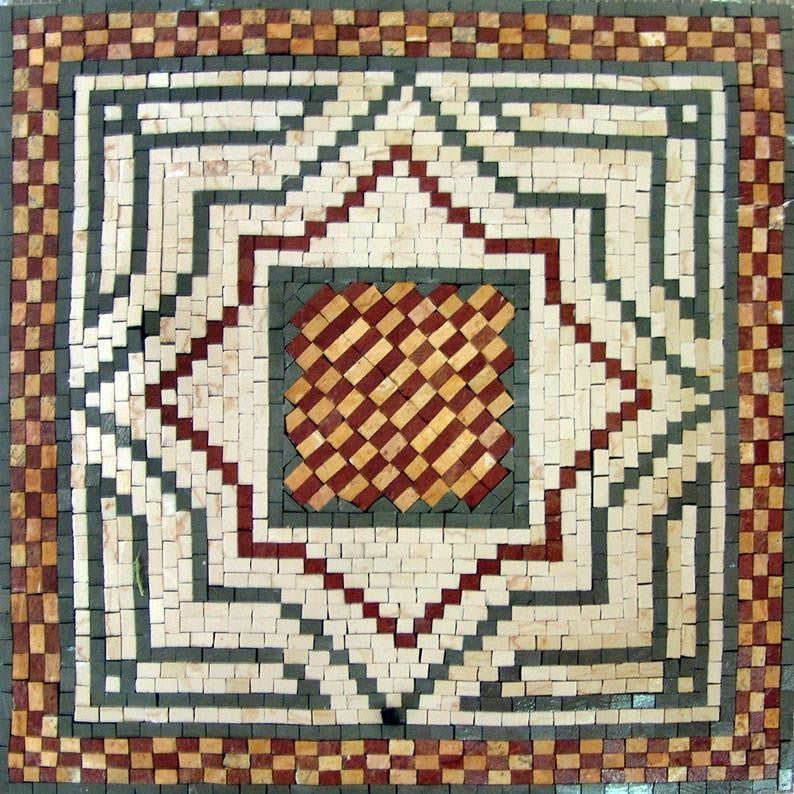 Accent Mosaics With Brown and Beige Pattern, 16"x16"