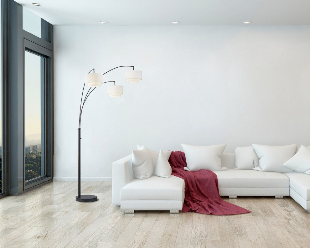83" Double Shade LED Arched Floor Lamp